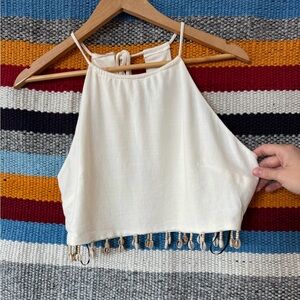 Forever21 Women Seashell-Fringe Cropped Cami